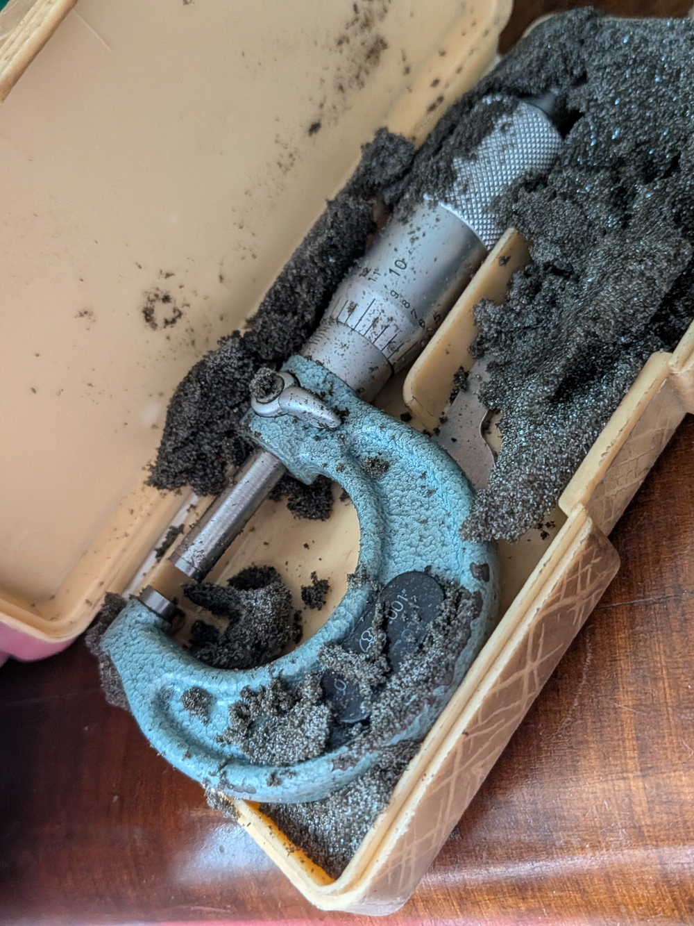 Vintage Blue Metal Micrometer - Precision Measuring Tool